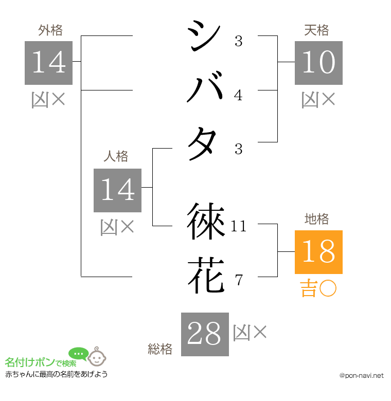 シバタ 徠花さんの姓名判断結果