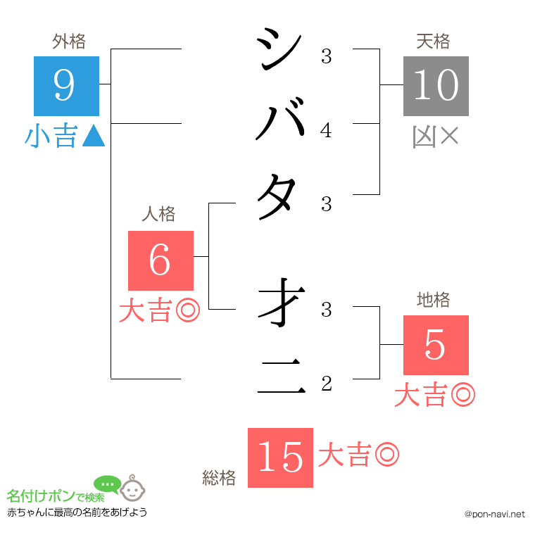 シバタ 才二さんの姓名判断結果
