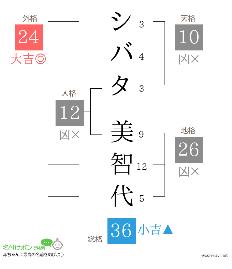 シバタ 美智代さんの姓名判断結果