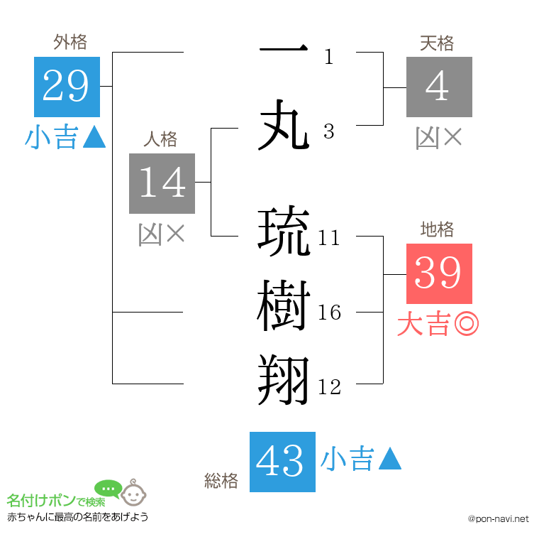 一丸 琉樹翔さんの姓名判断結果