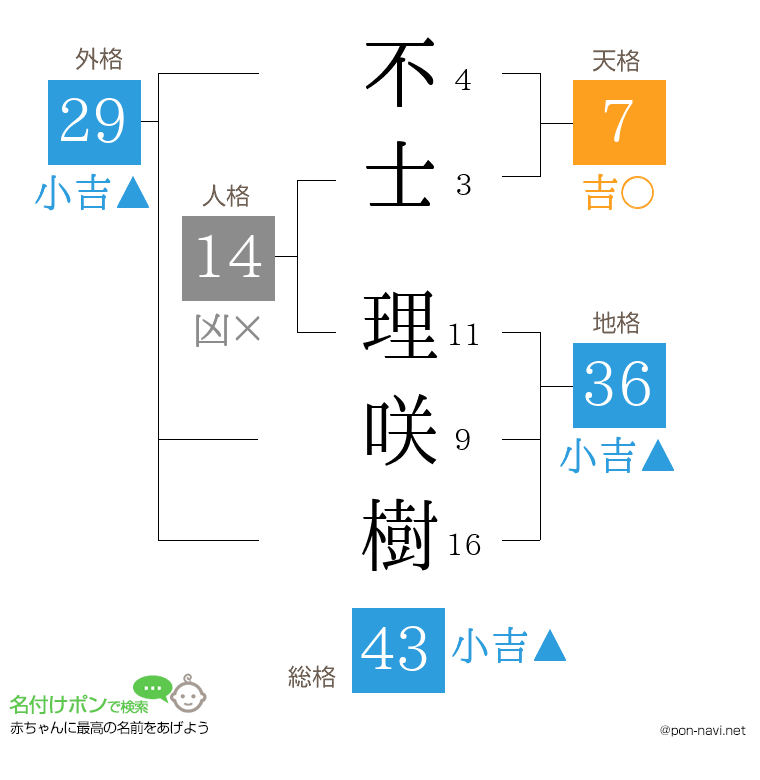 不士 理咲樹さんの姓名判断結果