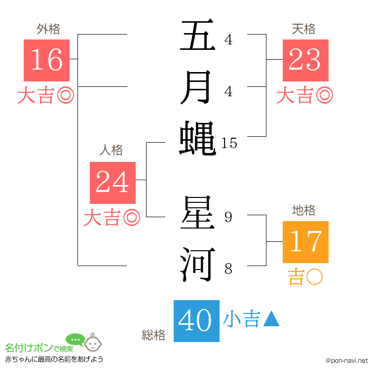 五月蝿 星河さんの姓名判断結果