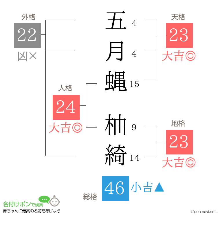 五月蝿 柚綺さんの姓名判断結果