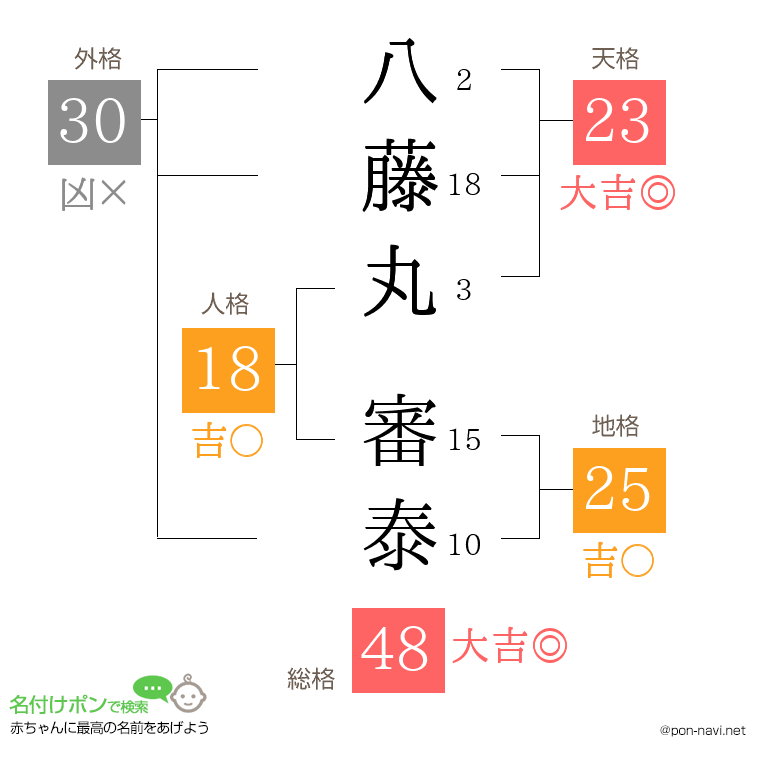 八藤丸 審泰さんの姓名判断結果