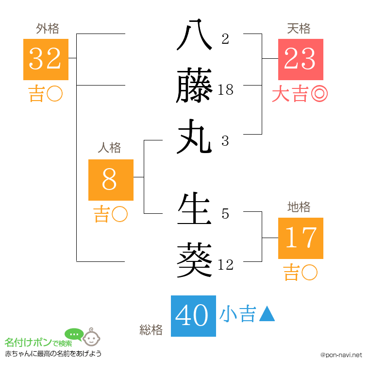 八藤丸 生葵さんの姓名判断結果