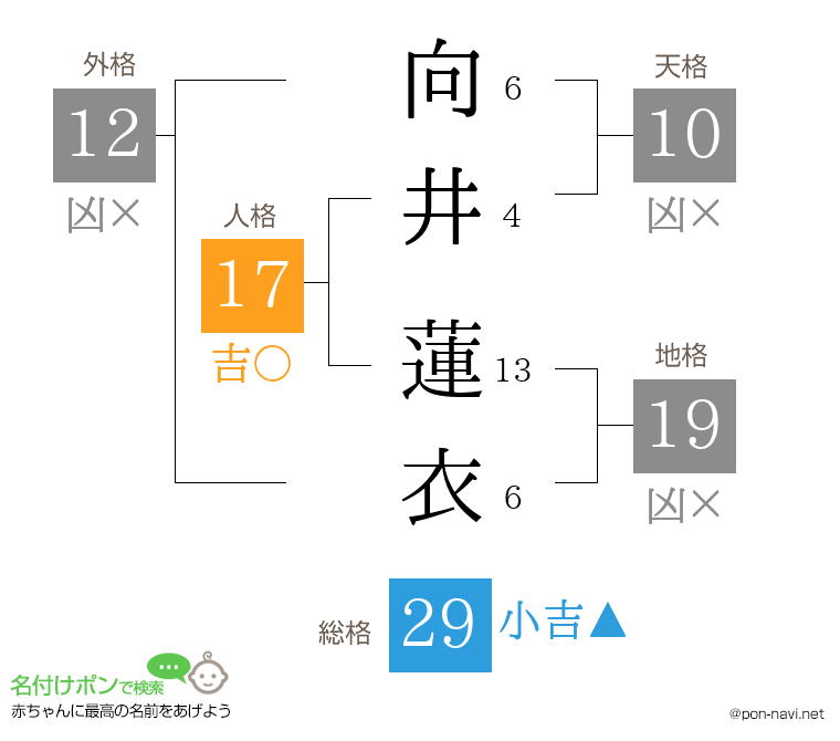 向井 蓮衣さんの姓名判断結果