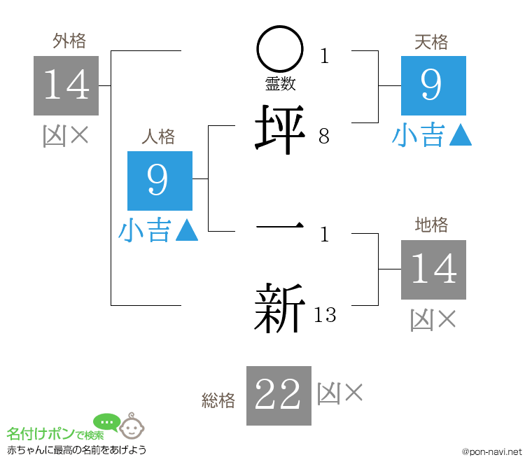 坪 一新さんの姓名判断結果