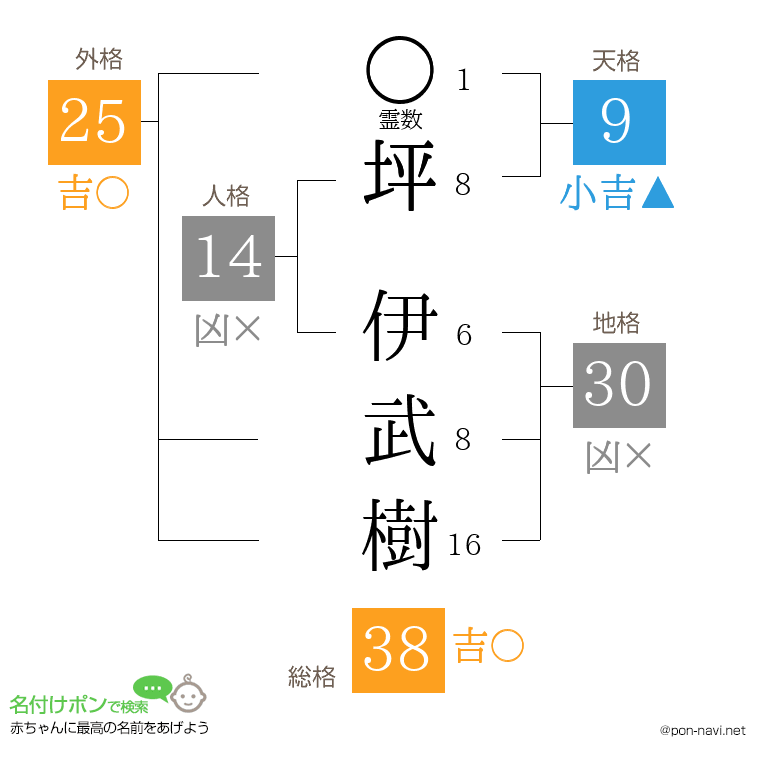 坪 伊武樹さんの姓名判断結果