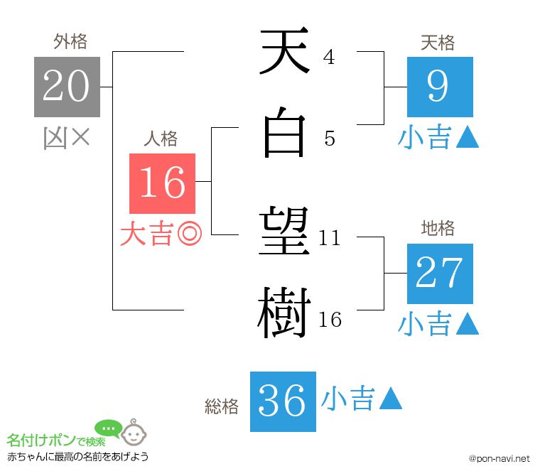 天白 望樹さんの姓名判断結果