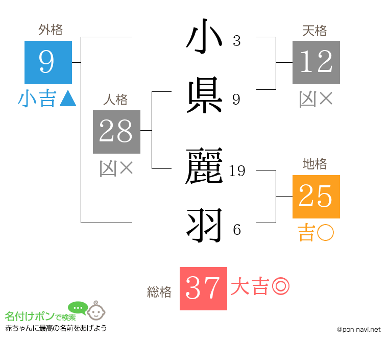 小県 麗羽さんの姓名判断結果