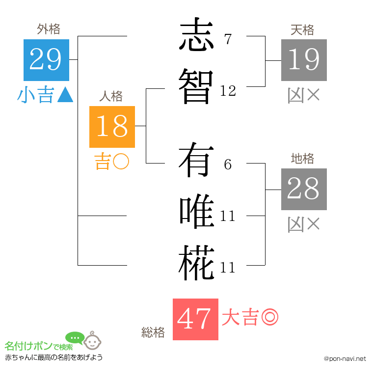 志智 有唯椛さんの姓名判断結果