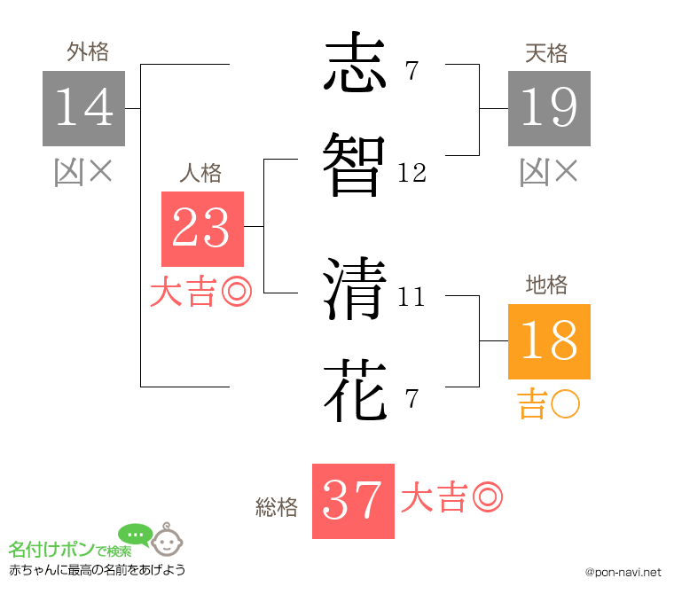 志智 清花さんの姓名判断結果