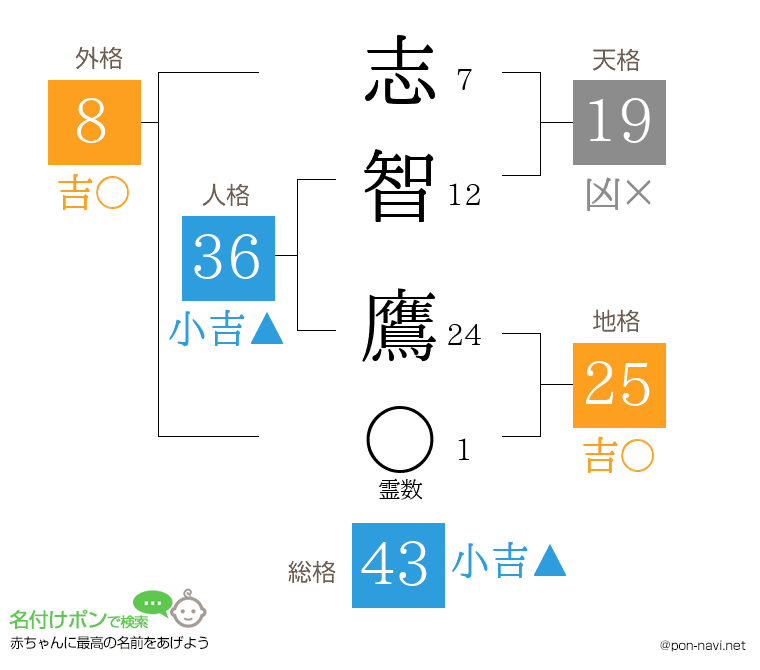 志智 鷹さんの姓名判断結果