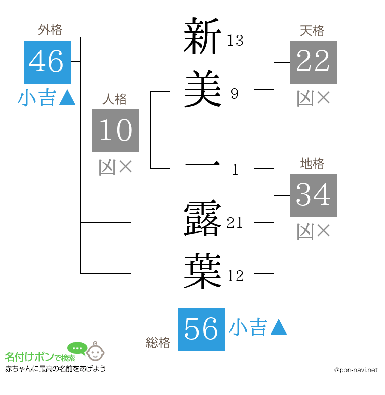 新美 一露葉さんの姓名判断結果