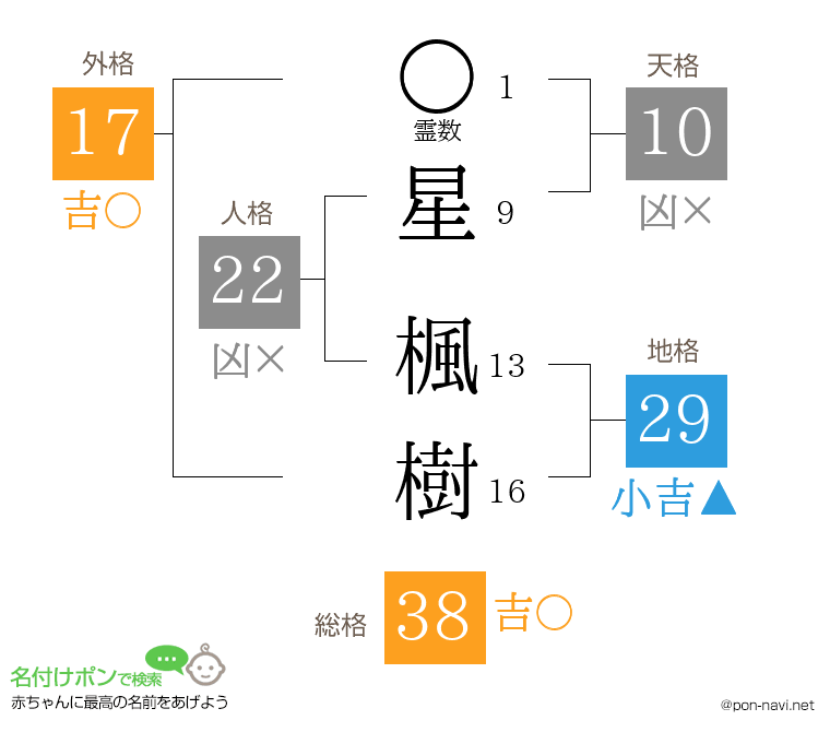 星 楓樹さんの姓名判断結果