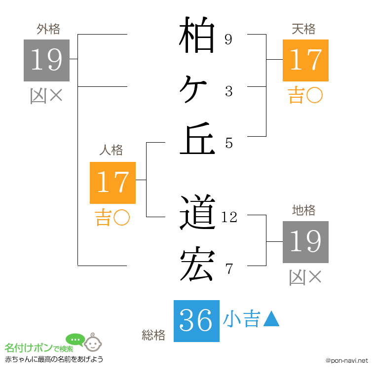 柏ヶ丘 道宏さんの姓名判断結果