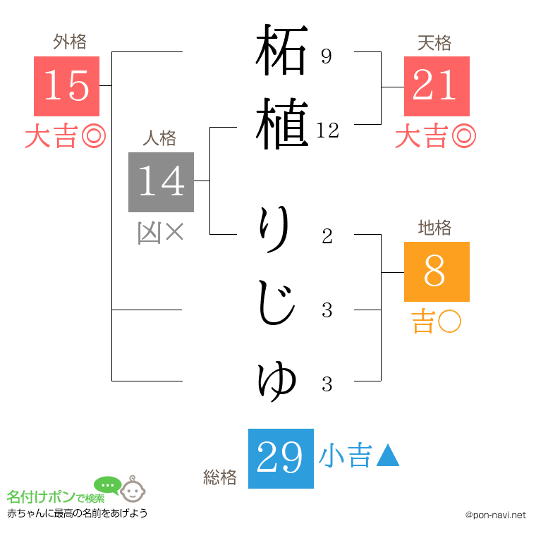 柘植 りじゅさんの姓名判断結果
