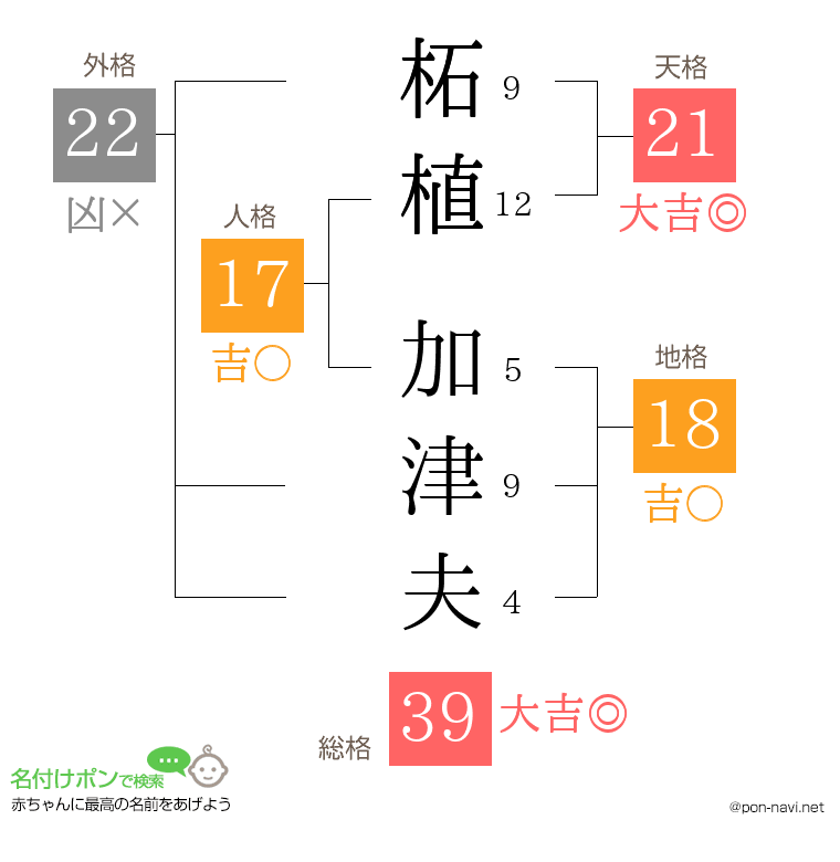 柘植 加津夫さんの姓名判断結果