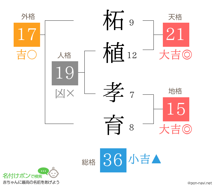 柘植 孝育さんの姓名判断結果