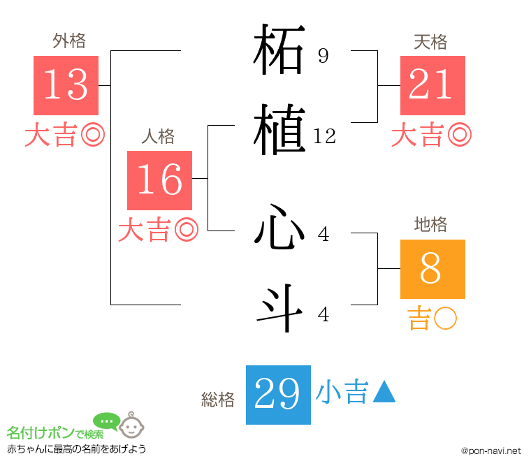 柘植 心斗さんの姓名判断結果