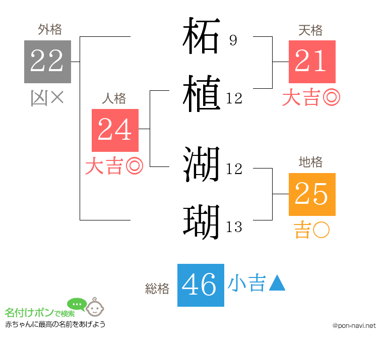 柘植 湖瑚さんの姓名判断結果