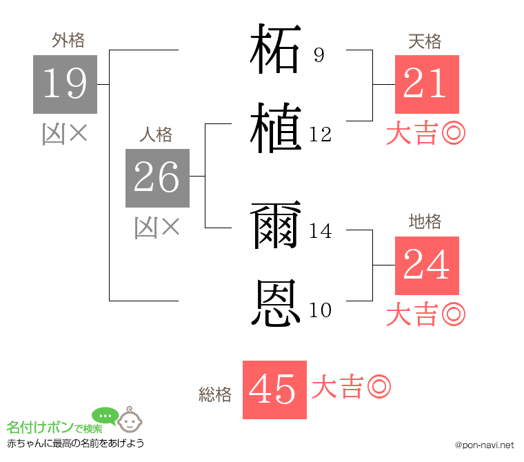 柘植 爾恩さんの姓名判断結果