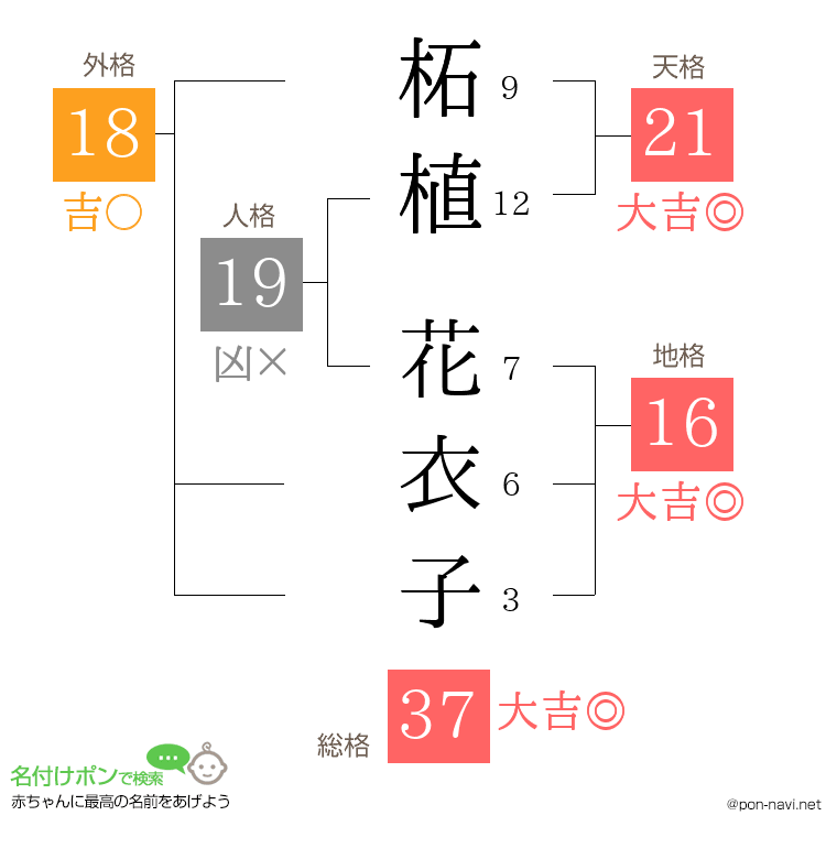 柘植 花衣子さんの姓名判断結果