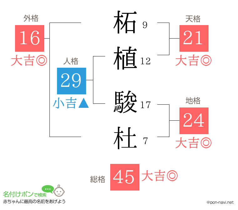 柘植 駿杜さんの姓名判断結果