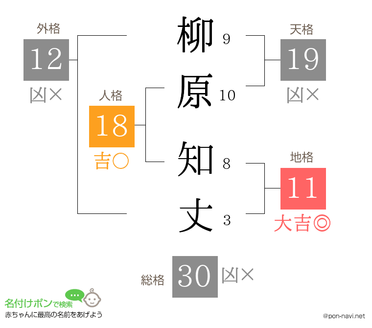 柳原 知丈さんの姓名判断結果