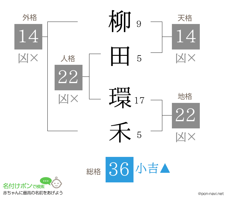 柳田 環禾さんの姓名判断結果