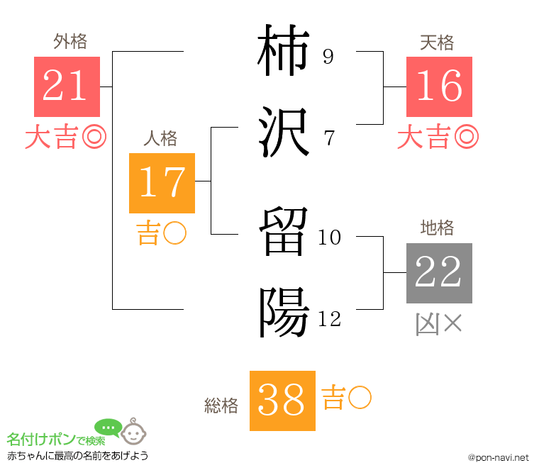 柿沢 留陽さんの姓名判断結果