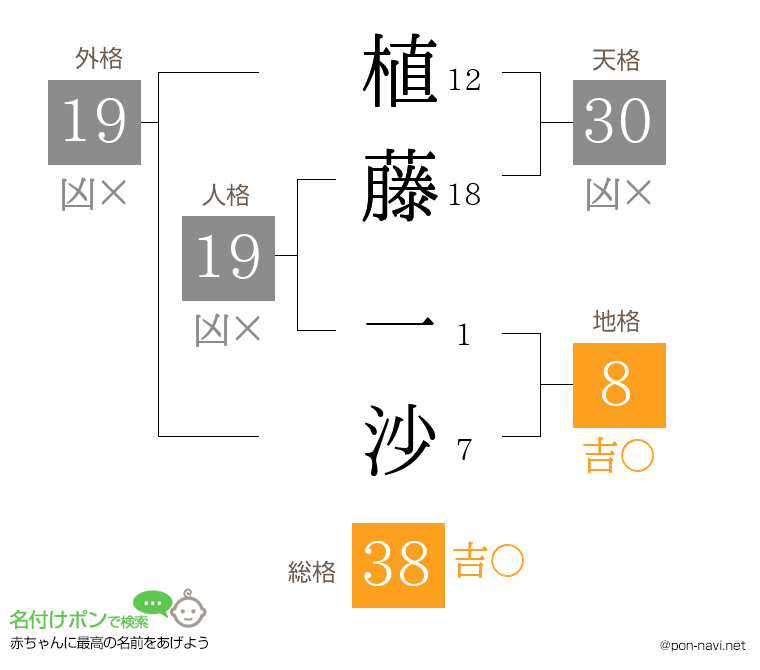 植藤 一沙さんの姓名判断結果