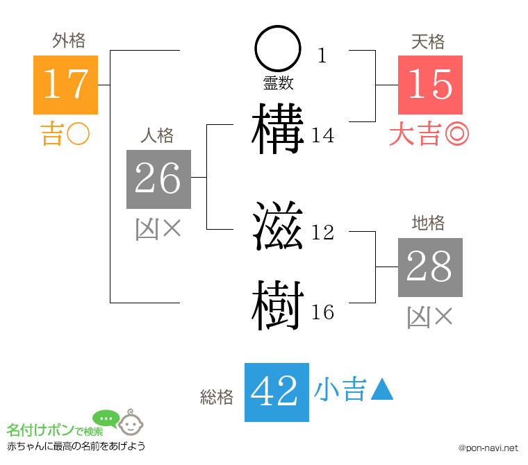 構 滋樹さんの姓名判断結果