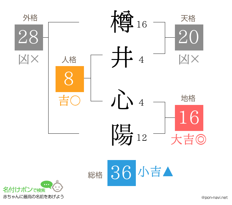 樽井 心陽さんの姓名判断結果