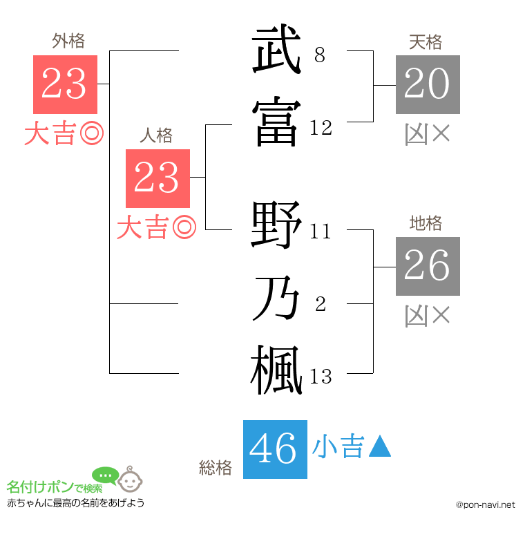 武富 野乃楓さんの姓名判断結果