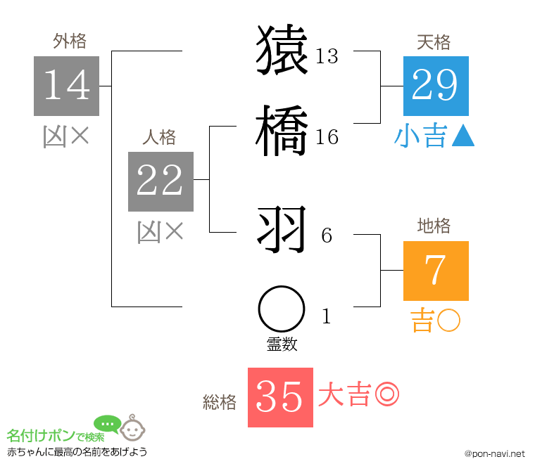 猿橋 羽さんの姓名判断結果