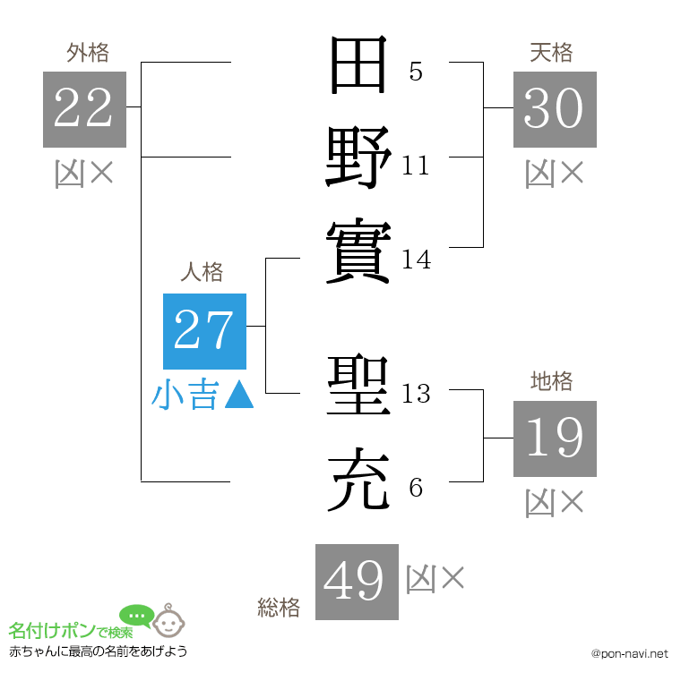 田野實 聖充さんの姓名判断結果