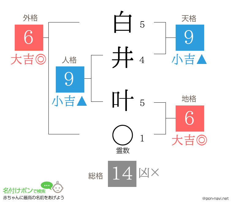 白井 叶さんの姓名判断結果