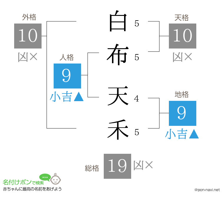 白布 天禾さんの姓名判断結果