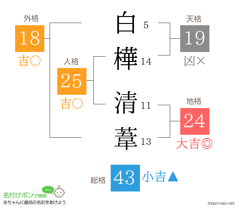 白樺 清葦さんの姓名判断結果