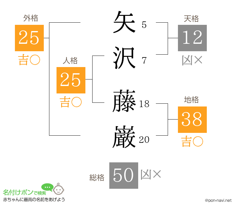 矢沢 藤巌さんの姓名判断結果