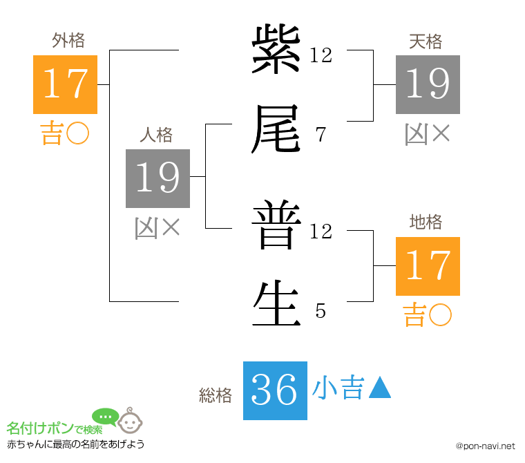 紫尾 普生さんの姓名判断結果