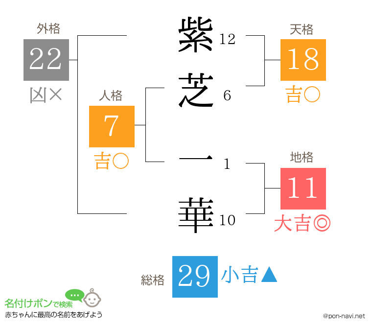 紫芝 一華さんの姓名判断結果