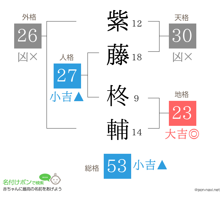 紫藤 柊輔さんの姓名判断結果
