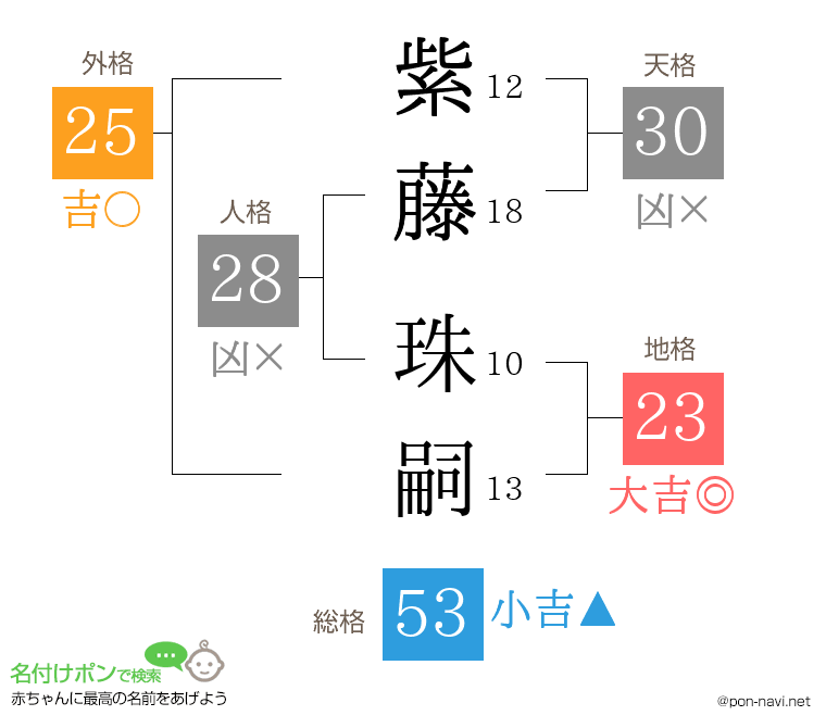紫藤 珠嗣さんの姓名判断結果
