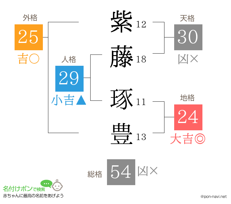 紫藤 琢豊さんの姓名判断結果