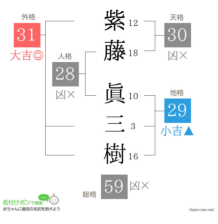 紫藤 眞三樹さんの姓名判断結果