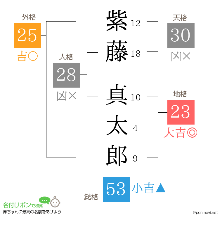 紫藤 真太郎さんの姓名判断結果