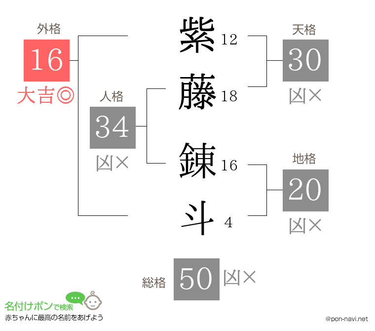 紫藤 錬斗さんの姓名判断結果