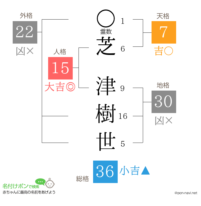 芝 津樹世さんの姓名判断結果
